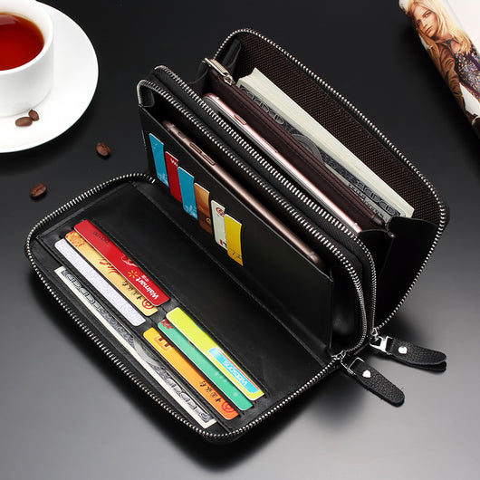 Billetera de Cuero Genuino para Hombre con Cierre de Cremallera Larga - Image 5