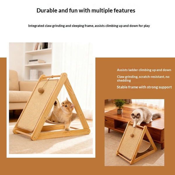 Árbol para Gatos de Madera Maciza Resistente y Fácil de Limpiar