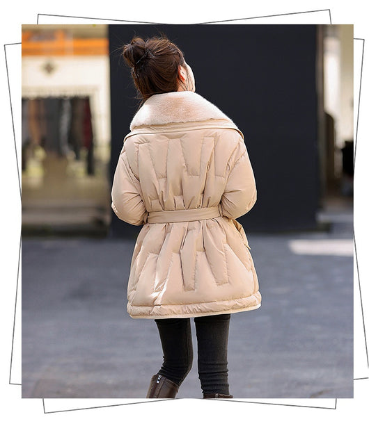 Chaqueta de Plumón de Pato Winter 90 Blanca con Cuello de Pelaje Grande - Image 37