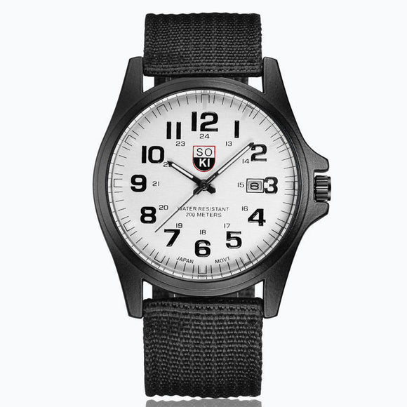 Reloj Militar SOKI para Hombre con Cinturón de Nylon Tejido