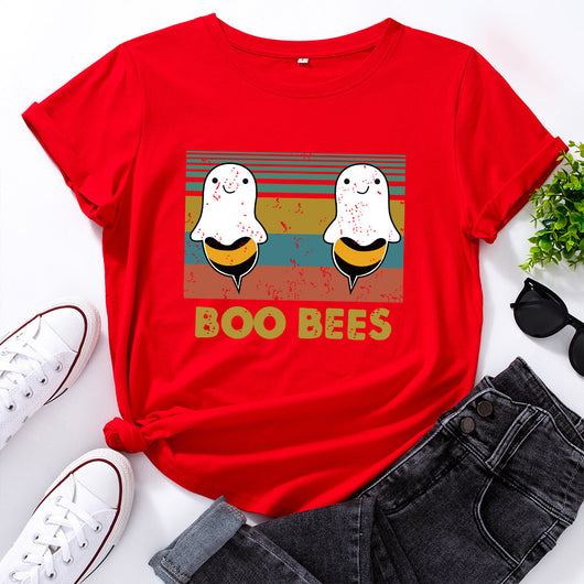 Camiseta Holgada para Mujer Cuello Redondo Manga Corta Creativa - Image 11