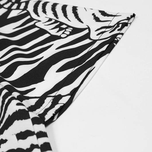 Camisa Hombre Rayas Tigre Manga Corta Suelta - Image 12
