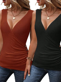 2PCS Button Detail Ruched Tank Top