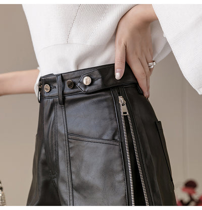Shorts de Cuero Slim Fit Estilo Coreano Versátil - Image 11