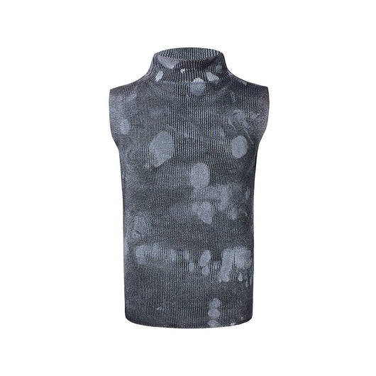 Chaleco de Lana Gris Hombre con Cuello Alto Elástico sin Mangas - Image 2