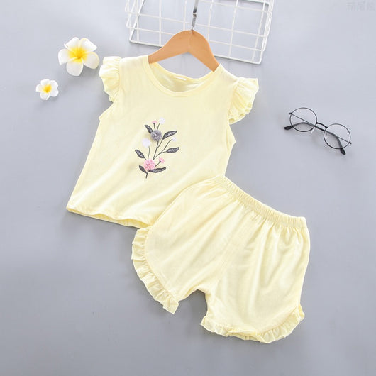 Conjunto Infantil Niña Verano: Blusa de Encaje sin Mangas + Shorts Lisos - Image 11