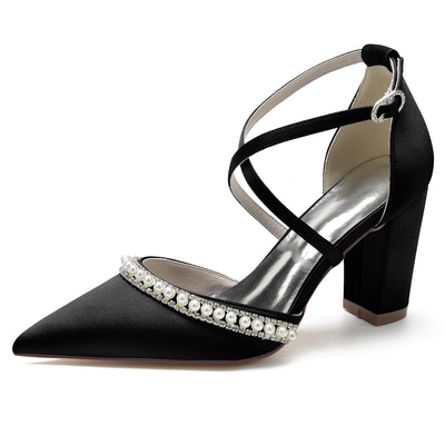 Zapatos de Tacón Cuadrado con Punta Afilada y Cristales Brillantes - Image 42