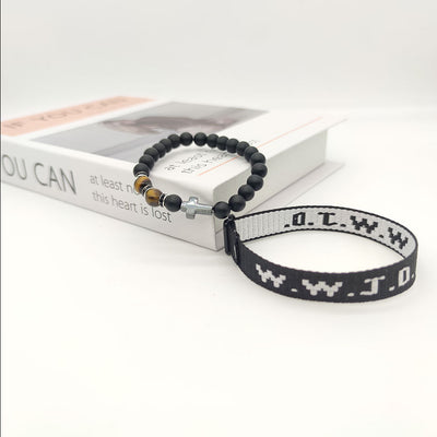 Pulsera Ajustable con Cinta Jacquard Estampada WWJD Unisex - Image 43