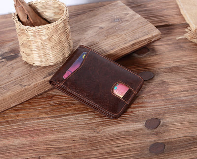 Billetera Corta de Cuero Engrasado para Hombre con Porta Tarjetas - Image 5