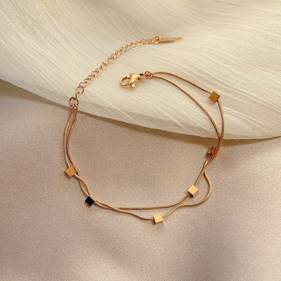 Pulsera de Acero Titanio Doble Capa Oro Rosa para Mujer - Image 10