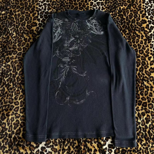 Sudadera Cuello Redondo Manga Larga Estilo Urbano Dark con Estampado - Image 9