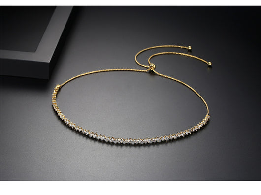 Collar Ajustable de Circonita Brillante para Mujer - Joyería de Moda Bicolor