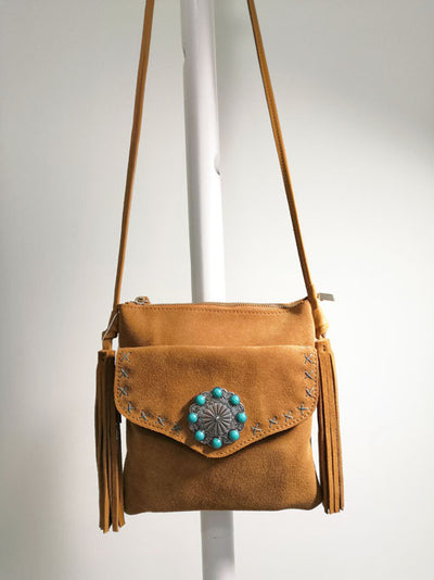 Bolso Bandolera Vintage con Fleece y Flecos Florales - Image 11