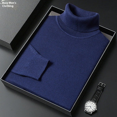 Suéter Cuello Alto para Hombre - Abrigo Básico Invierno Colores Sólidos - Image 32