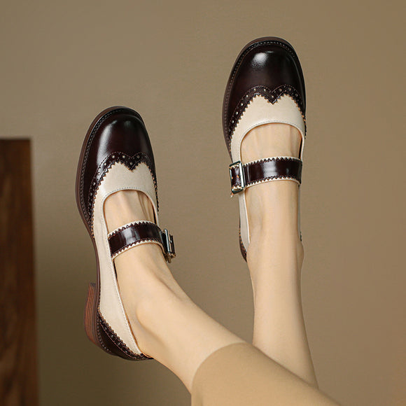 Zapatos de Cuero con Bloques de Color - Diseño Moderno y Versátil