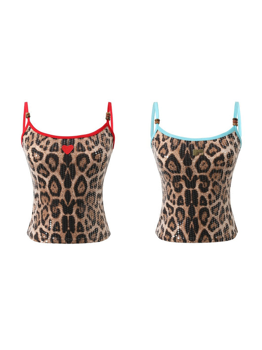 Chaleco Lentejuelas Estampado Leopardo con Tirantes Contraste - Image 13
