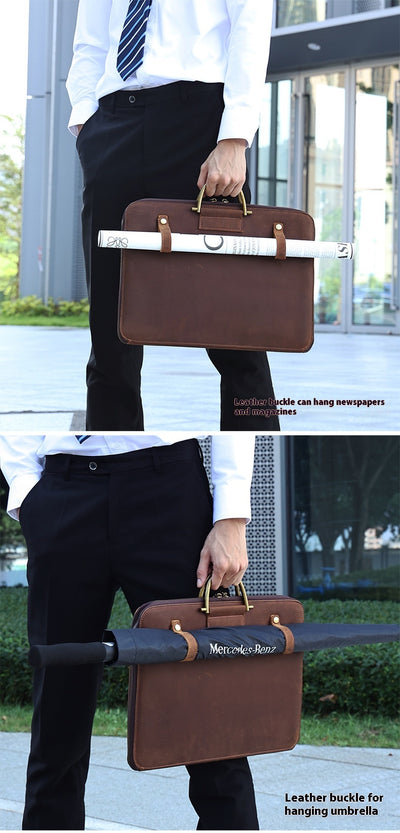 Maletín Ejecutivo de Cuero Crazy Horse para Hombre - Bolsa Portacomputadora - Image 8