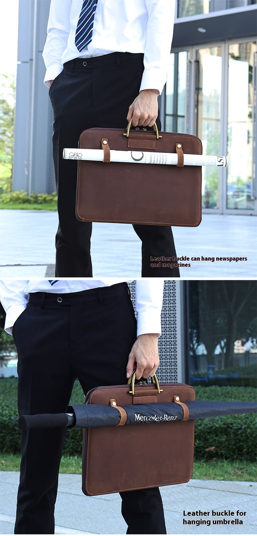 Maletín Ejecutivo de Cuero Crazy Horse para Hombre - Bolsa Portacomputadora - Image 8