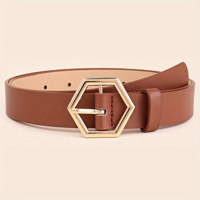 Cinturón PU con Hebilla Dorada Estrella Hexagonal Irregular para Mujer - Image 6