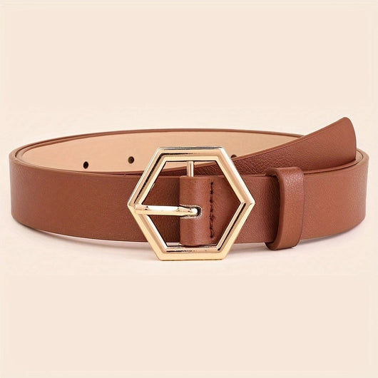 Cinturón PU con Hebilla Dorada Estrella Hexagonal Irregular para Mujer - Image 6