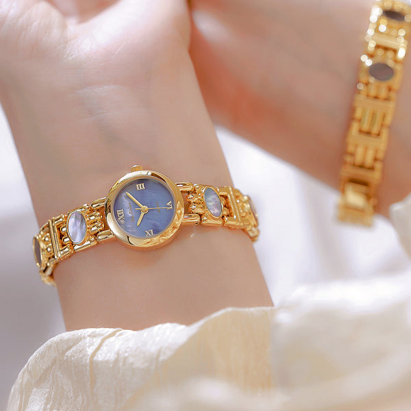 Reloj Elegante Aurora Nácar Negro Dorado - Diseño de Lujo