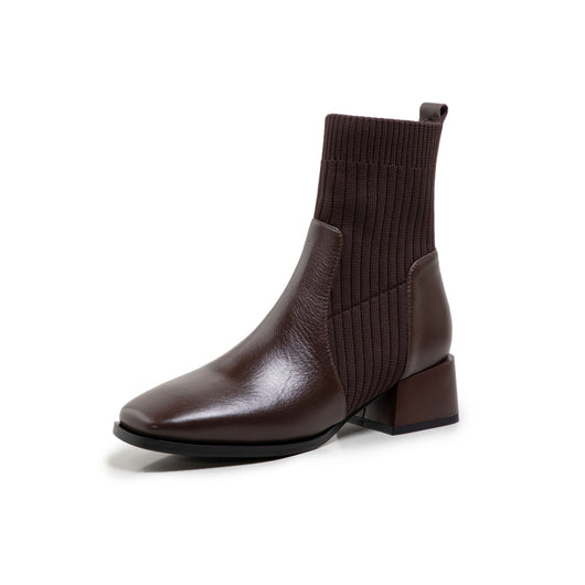 Botas Martin de Caña Media con Punta Cuadrada y Tejido Elástico - Image 3