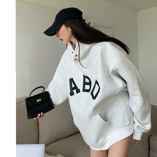 Sudadera Hoodie Suelta Estampada para Mujer