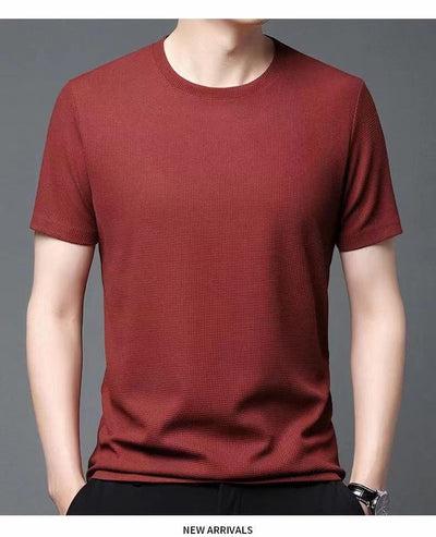 Playera Holgada de Cuello Redondo con Textura Waffle para Hombre - Image 4