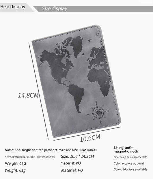 Cartera de Pasaporte con Mapa Mundial, Protección Antimagnética y Múltiples Compartimentos - Image 14