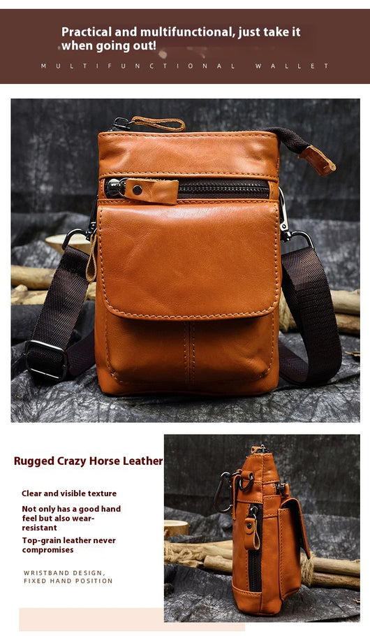 Bolsa de Cuero Crazy Horse para Hombre - Bandolera Cruzada Vintage - Image 17