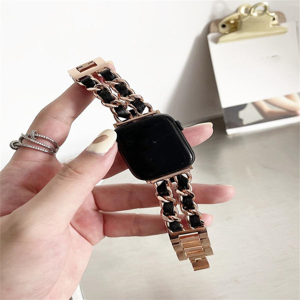 Correa de Reloj Cuero y Metal - Diseño Clásico Denim