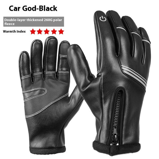Guantes de Cuero Térmicos Aislados con Forro Polar para Motociclismo Invernal - Image 6