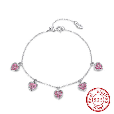 Pulsera de Plata 925 Corazón Circonita Púrpura Ajustable - Image 4