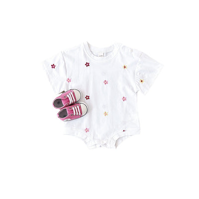 Jumpsuit Infantil con Bordado Floral, Cuello Redondo y Diseño Triangular - Image 5