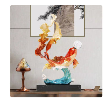 Ornamento Koi Saltando la Puerta del Dragón - Estilo Chino Contemporáneo - Image 11