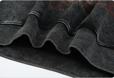 Suéter Cuello Redondo Hombre Tide Retro Lavado Oscuro Estampa Suelta - Image 14
