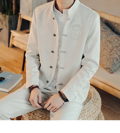 Traje Chino Tradicional Bordado Slim Fit con Cuello Mao - Image 21