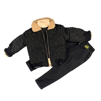 Conjunto Infantil 4 Piezas: Abrigo Polar, Suéter, Jeans y Chamarra - Image 14