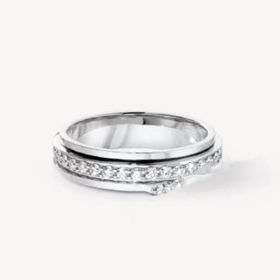 Anillo de Plata Esterlina Giratorio para Parejas con Diamantes y Gipsófila - Image 15
