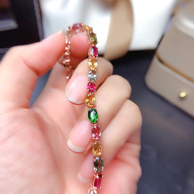 Pulsera de Turmalina Multicolor Natural para Mujer con Cristales Genuinos - Image 4