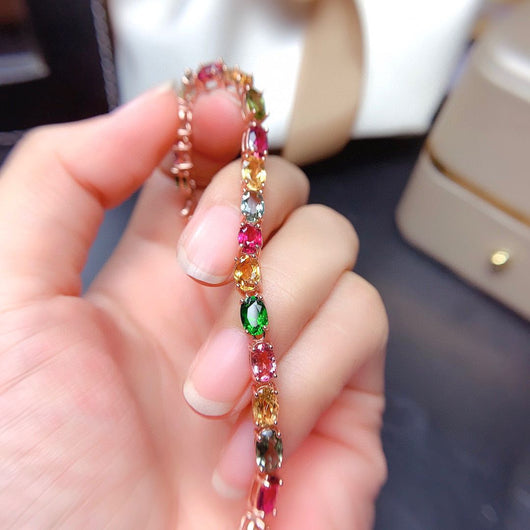 Pulsera de Turmalina Multicolor Natural para Mujer con Cristales Genuinos - Image 4