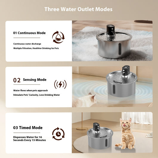 Fuente de Agua para Gatos Acero Inoxidable con Calentamiento Continuo - Image 3