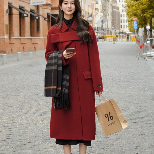 Abrigo de Lana Rojo con Moño para Mujer - Colección Otoño Invierno - Image 7