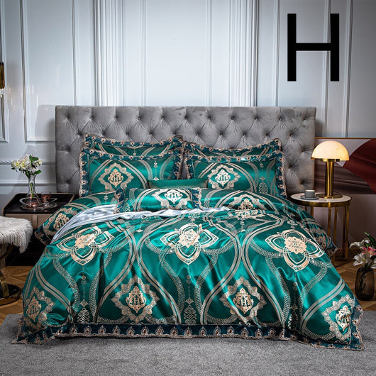 Conjunto de Cama Jacquard de Algodón con Encaje - 4 Piezas - Image 31