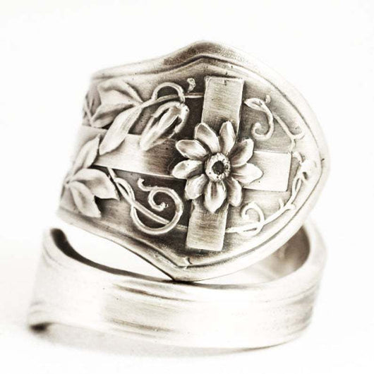Anillo de Cruz con Flor Militar Ajustable - Image 3