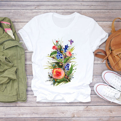 Blusa Estampado Floral Blanca Manga Corta - Image 3