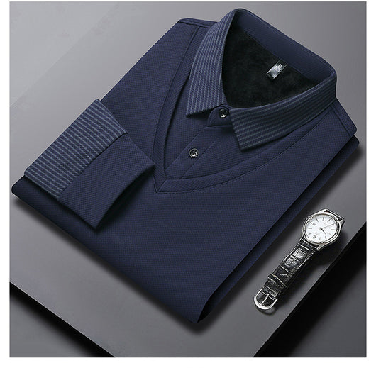 Playera Casual de Negocios con Efecto Dos Piezas y Mangas Rayadas - Image 24