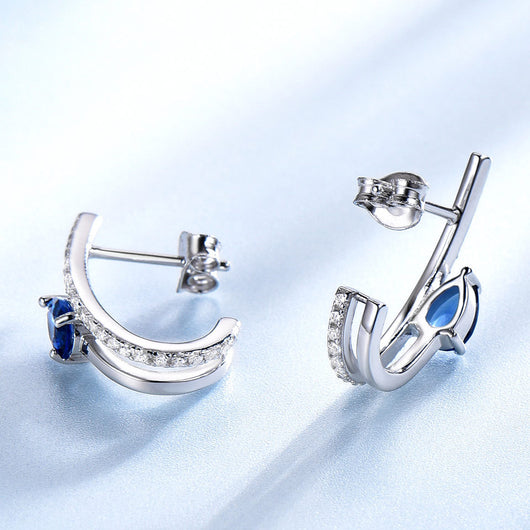 Aretes de Plata Esterlina con Zafiro Azul - Diseño Elegante - Image 5