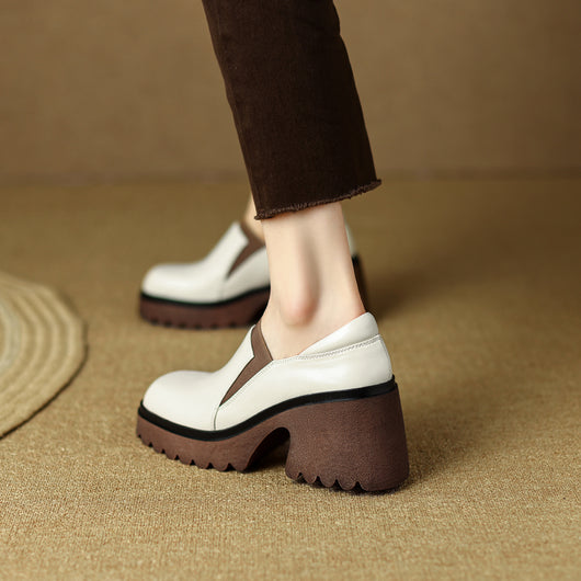 Zapatos Retro Plataforma Chunky con Tacón Grueso y Cierre Slip-On - Image 10