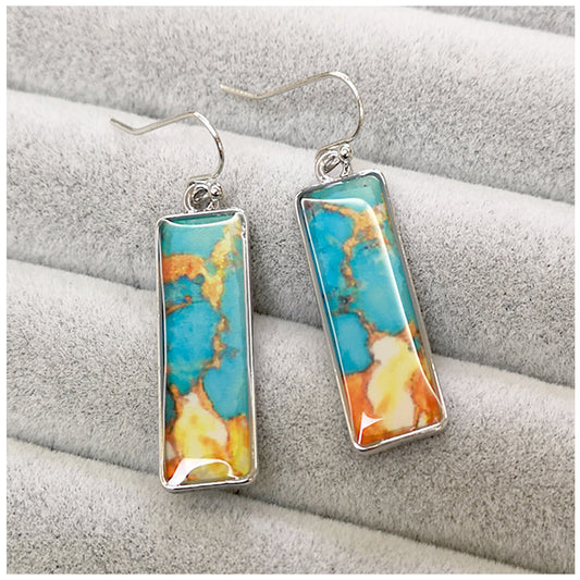 Aretes Cuadrados Retro Vidriados con Efecto Mármol Colorido - Image 2